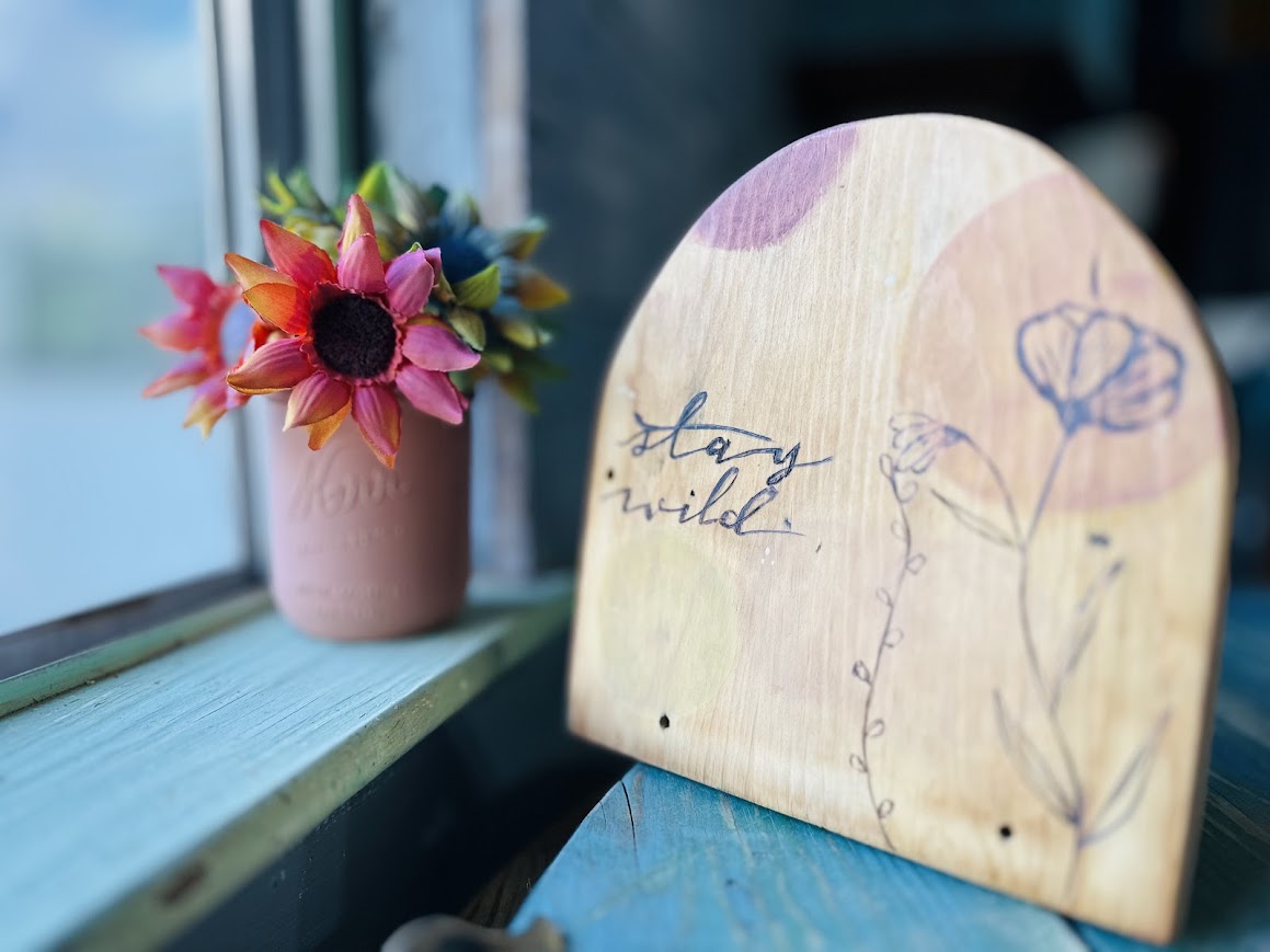 Stay Wild Wooden Shelf Sitter & Mason Jar – Rustic Decor