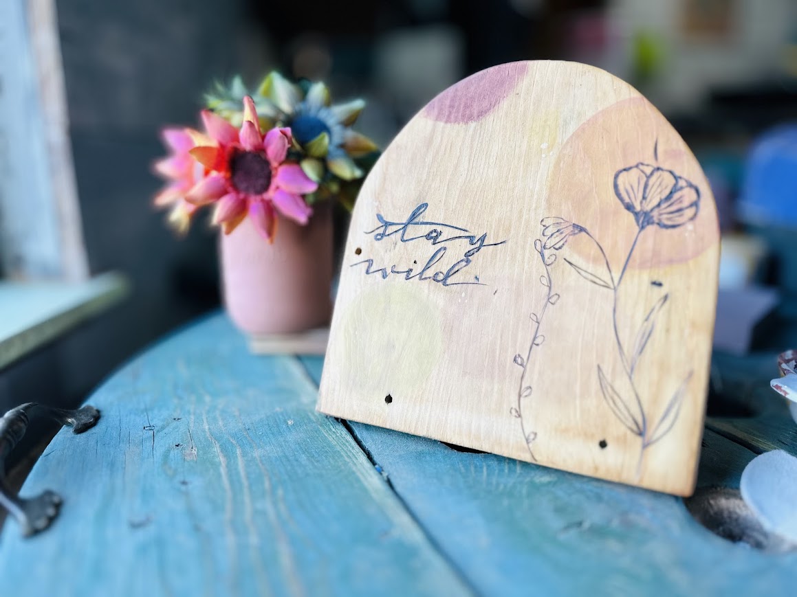 Stay Wild Wooden Shelf Sitter & Mason Jar – Rustic Decor
