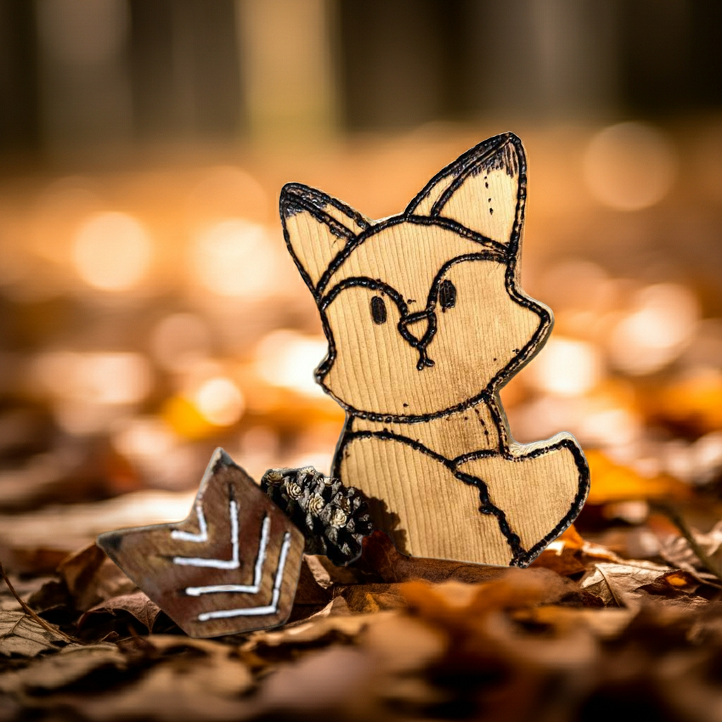 Fierce Fox – Hand-Carved Wooden Baby Fox Nursery Decor