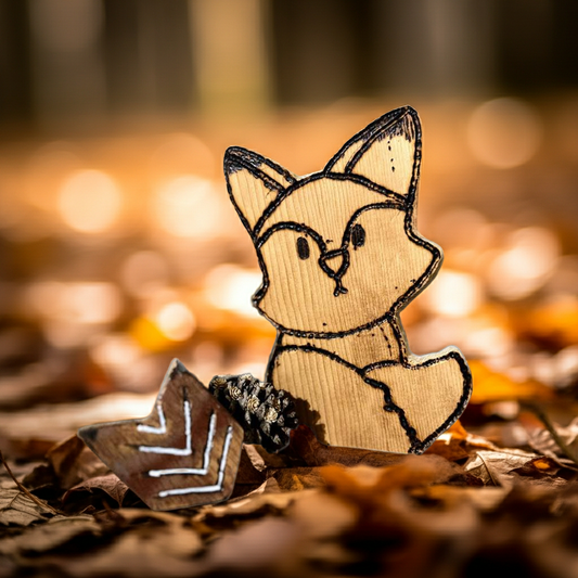 Fierce Fox – Hand-Carved Wooden Baby Fox Nursery Decor