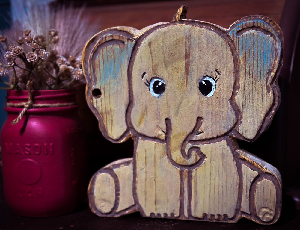 Little Timber Cream Elephant – Handmade Wooden Nursery Decor