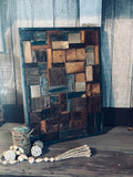 Denim & Pearls Reclaimed Wood Mosaic – Framed Wall Art
