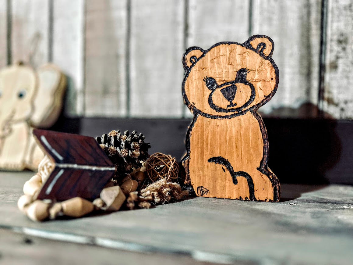Tiny Timber Bear – Handmade Wooden Nursery Decor Figurine