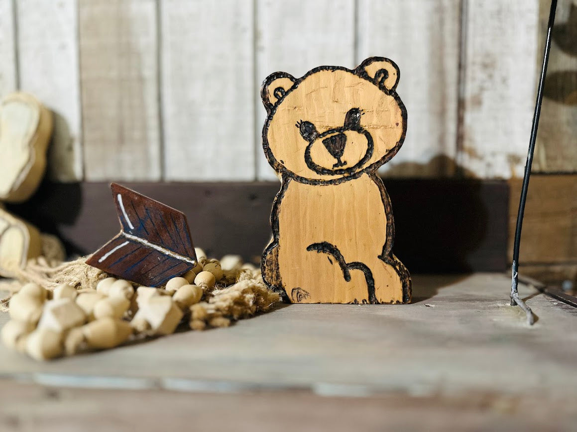 Tiny Timber Bear – Handmade Wooden Nursery Decor Figurine