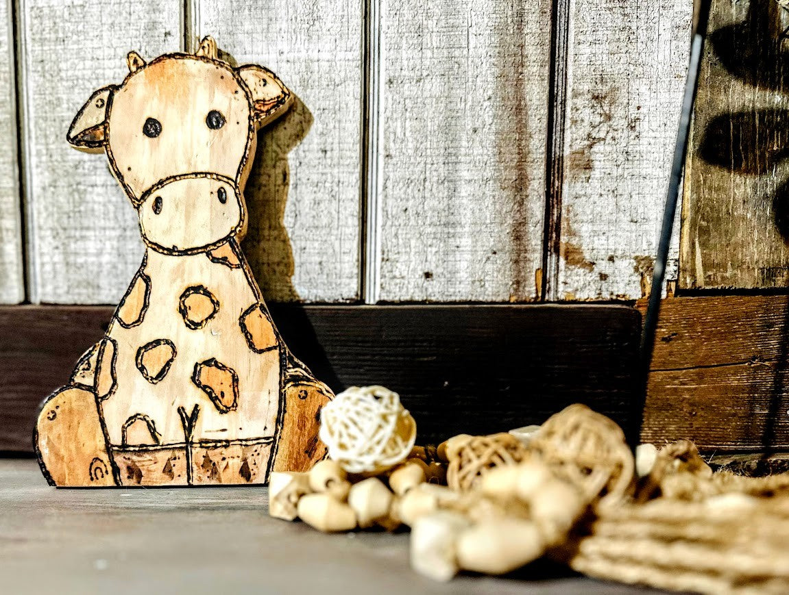 Handmade Wooden Baby Giraffe – Safari Nursery Decor - Hand-Carved Home Decor