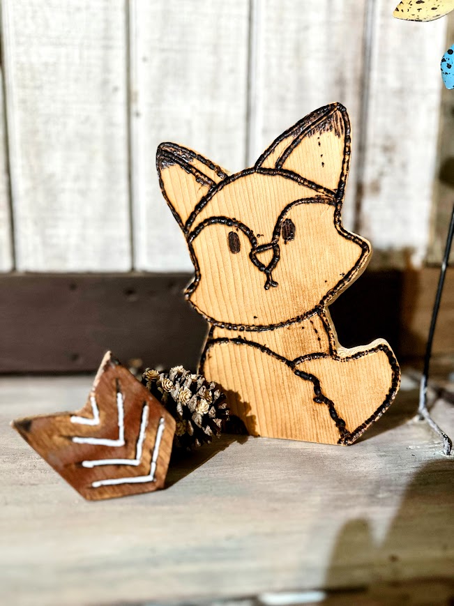Fierce Fox – Hand-Carved Wooden Baby Fox Nursery Decor