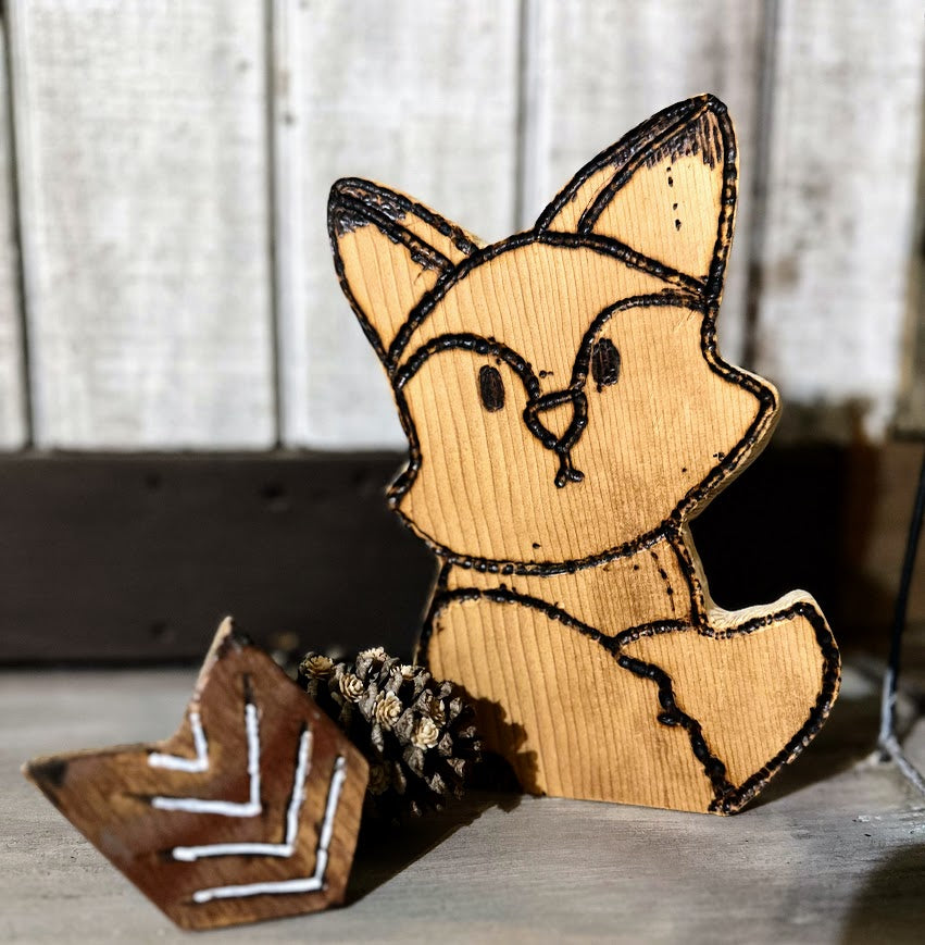 Fierce Fox – Hand-Carved Wooden Baby Fox Nursery Decor