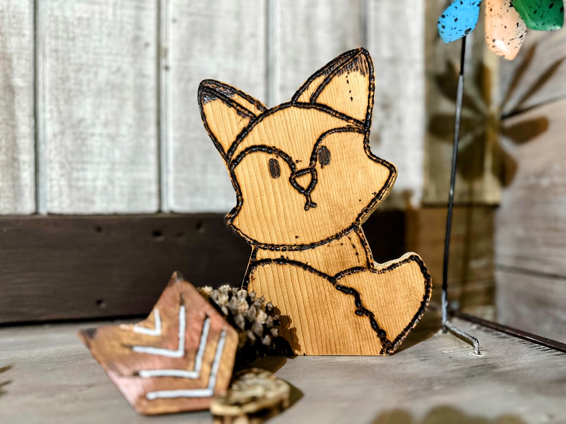 Fierce Fox – Hand-Carved Wooden Baby Fox Nursery Decor