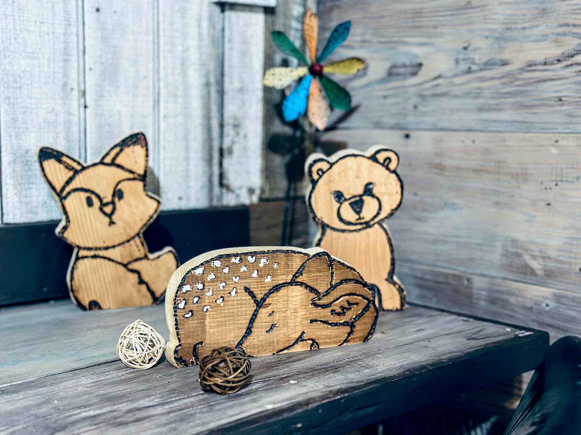 Dear Little Deer – Hand-Carved Wooden Fawn Nursery Decor