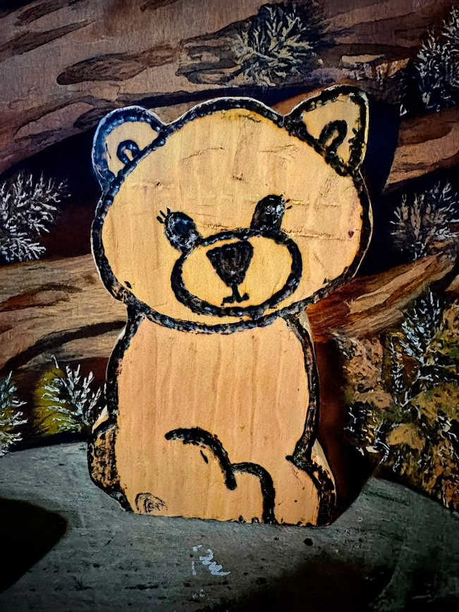 Tiny Timber Bear – Handmade Wooden Nursery Decor Figurine