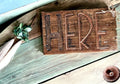 HERE Hand-Carved Wood Shelf Sitter Sign