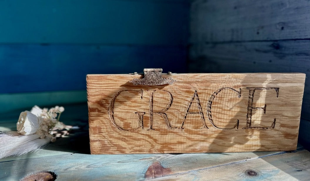 Grace Hand-Carved Wood Shelf Sitter – Rustic Home Decor