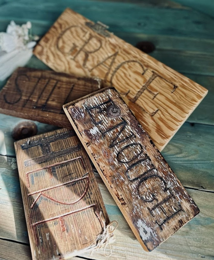 Enough Hand-Carved Wood Shelf Sitter Sign – Rustic Decor