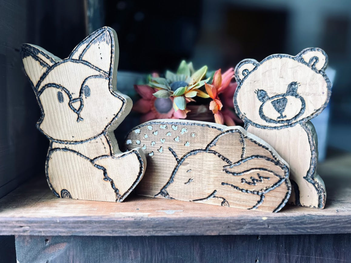 Fierce Fox – Hand-Carved Wooden Baby Fox Nursery Decor